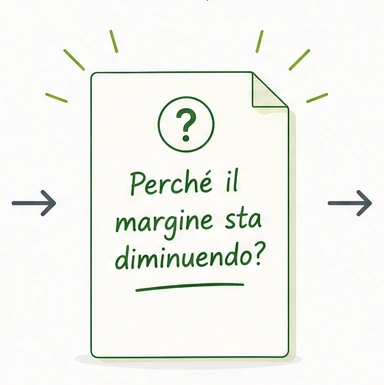 Foglio con la domanda chiave scritta a mano: perché il margine sta diminuendo?
